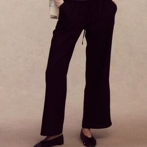 Divided  black linen blend pull on pants